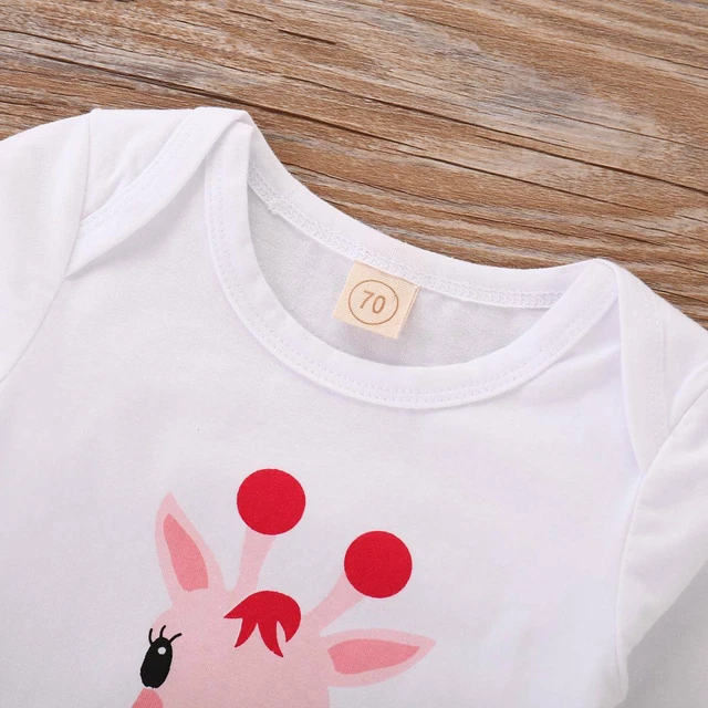 T-shirt 3 pz vestiti neonata bambina a pois top + pantaloni + cappello set abiti di Natale 9