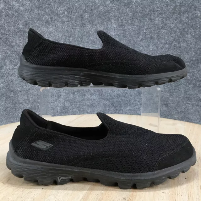 Skechers Shoes Womens 7 GOwalk 6Clear Virtue Slip On Comfort Sneakers Black Mesh