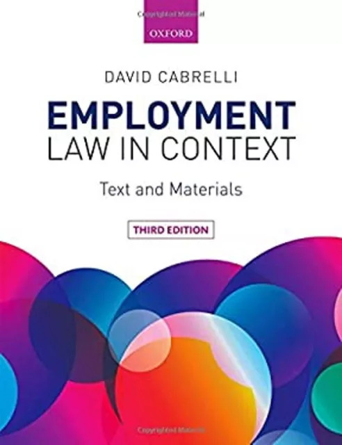 Employment Law En Context Livre de Poche David Cabrelli