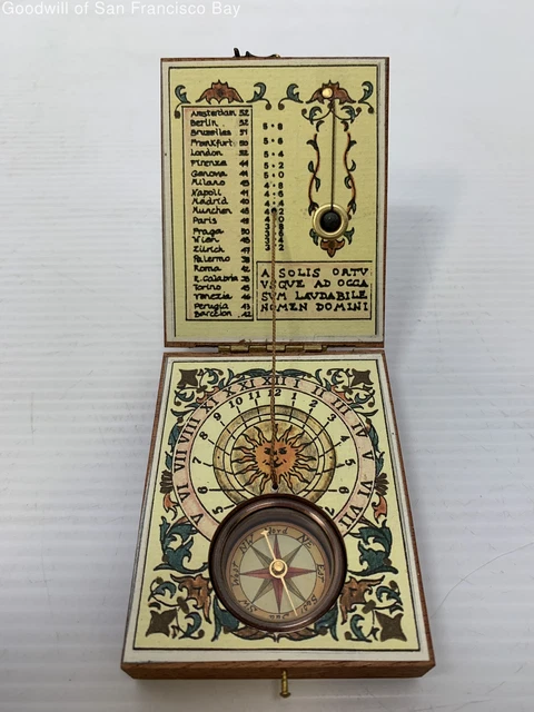 Contemporary Diptych Sundial Compass Dial Scientific Instrument Wooden Box Contemporary Diptych Sundial Compass Dial Scientific Instrument Wooden Box