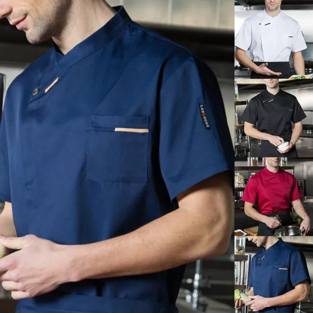 Women/Men's Short Sleeve Chef Shirt Cook Workwear with Double breasted Design