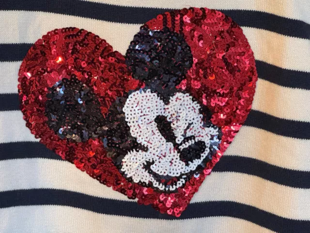 Gap Kids Disney Mickey Mouse Flippy Sequin Sweater Heart Stripes Medium GapKids 2