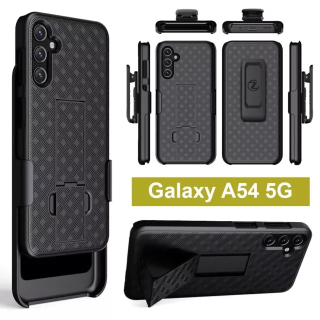 For Samsung Galaxy A54 5G - Holster Case Cover Belt Clip Stand Slim Light Black