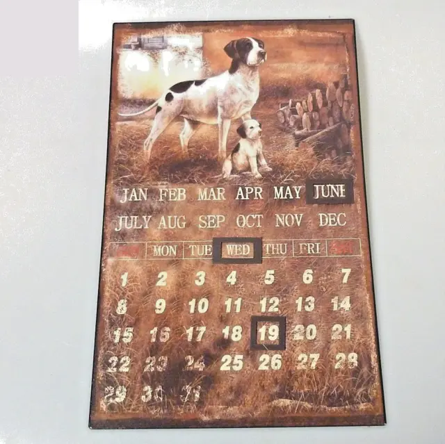 Blechschild Ewiger Kalender Hund und Welpe Dalmatiner 40 x 25 cm