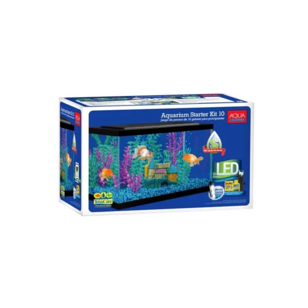 Aqua Culture 10-Gallon Glass Aquarium Starter Kit with LED Lighting/Freeshipping
