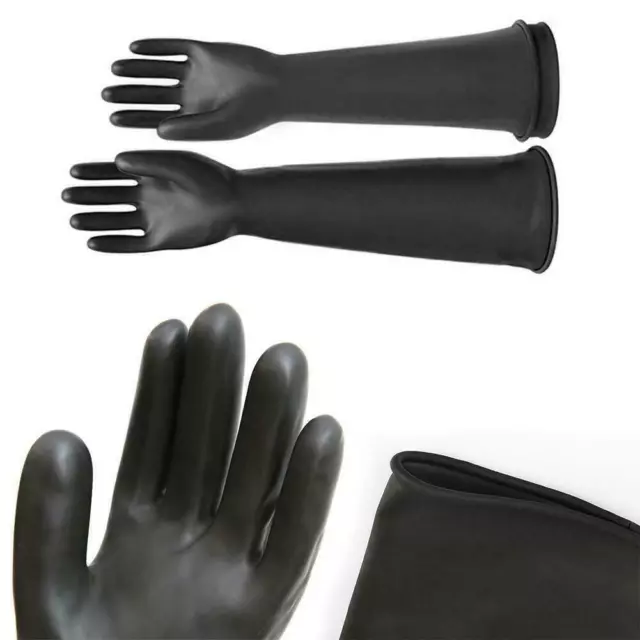 Schwarze Latex Stulpen 55cm Handschuhe Industriell neu. Neu Langarm W1T9