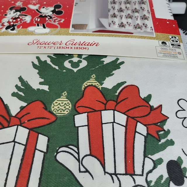 DISNEY MICKEY & MINNIE MOUSE Christmas FABRIC Shower Curtain 72×72 NIB 2022
