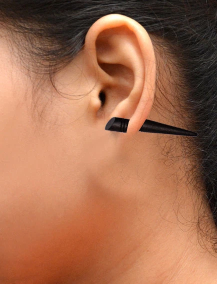 A Pair of Natural Black Wooden Fashion Organic USA Ebony Wood Earrings EAR05
