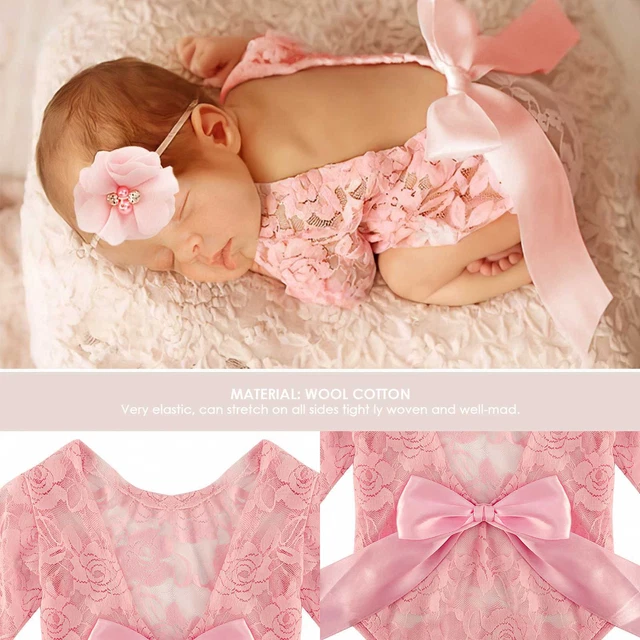 Infant Newborn Baby Girl Romper Jumpsuit Headband Outfits Clothes Set