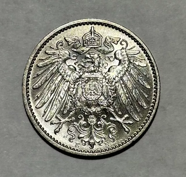 1915-E Germany German Empire 1 Mark Silver Coin Uncirculated UNC Amazing Luster