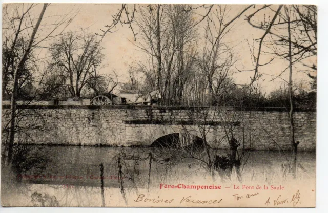 FERE CHAMPENOISE - Marne - CPA 51 - Attelage sur le pont de la Saule