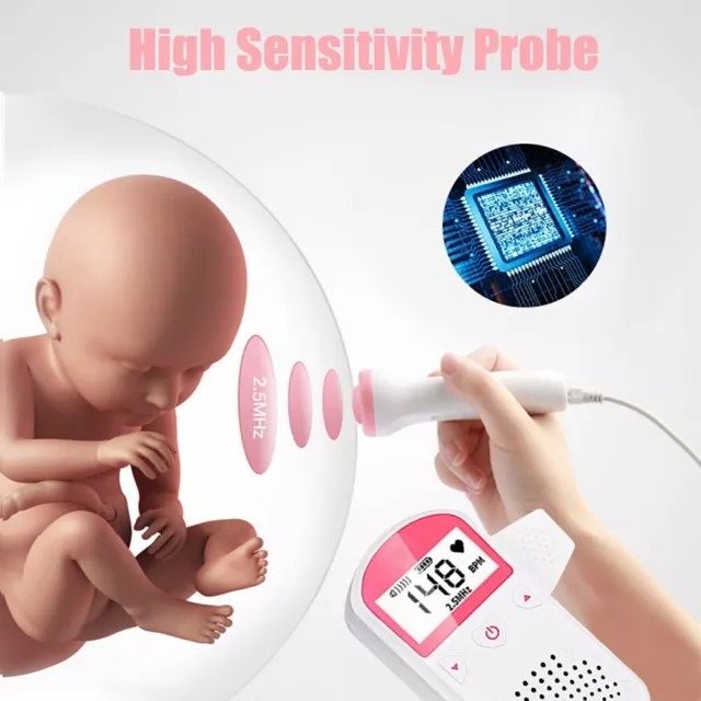 Baby Heartbeat Monitor Fetal Doppler Pregnancy Heart Beat Detector Rate Monitor 2