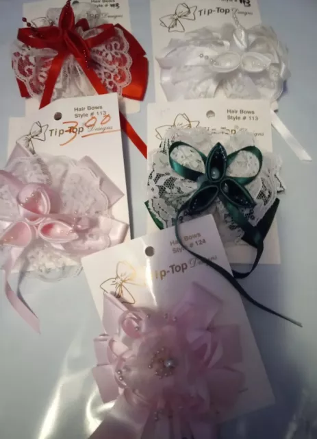 hair bow barrette Lot Colorful Red White Pink Little Girls