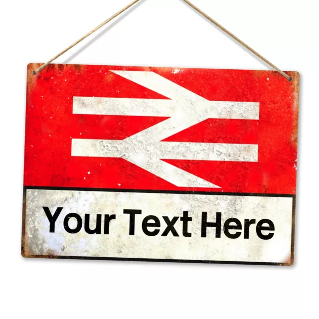 Large Metal Wall Sign - Personalised Railway WORN - Station London Train Gift