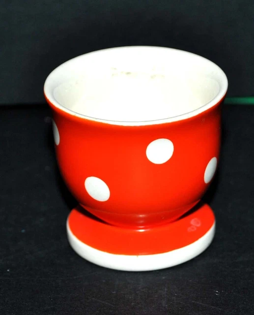 Coquetier vintage en faïence de Sarreguemines? déco cuisine Rouge à pois blanc