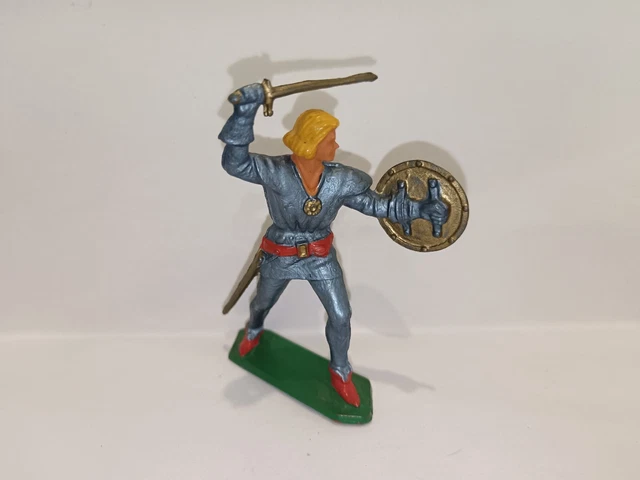 Figurine Starlux Moyen Age - Seigneur Noir Combattant - Ecu Armoirie - Boîte D'origine