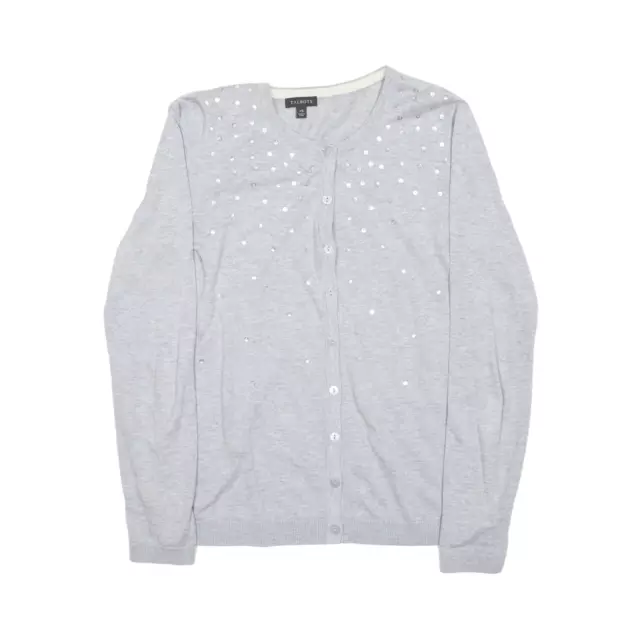 Talbots Pailletten-Cardigan grau eng gestrickt Damen XS