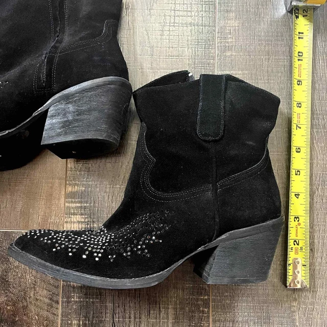Reba McEntire Dillinger Studded Suede Boots - Sz 8