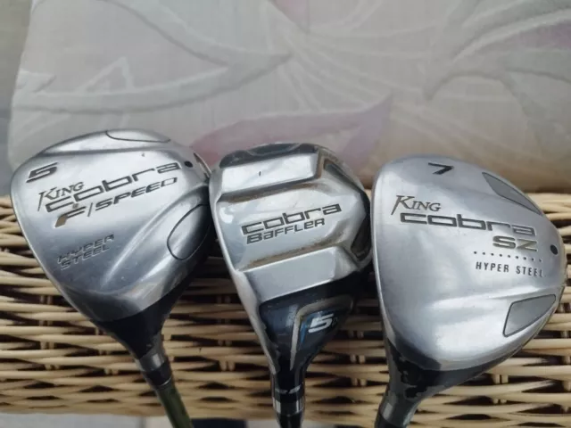 cobra left hand Baffler 5H, Hyper steel 7 wood and F-speed 5 wood