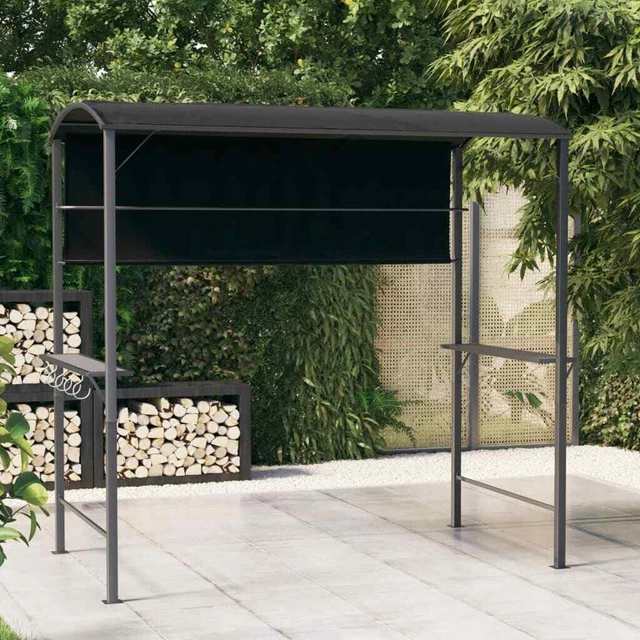 Pavillon mit Dach 220x110x200cm Überdachung Pergola Creme/Anthrazit vidaXL