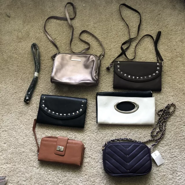 womens clutch wallet purse bundle lot of 6 shoulder strap black Handbag Zipper