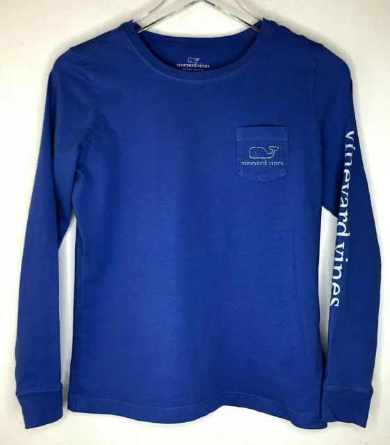 Vineyard Vines Graphic Whale Logo Long Sleeve Blue Pocket T-Shirt Size XS