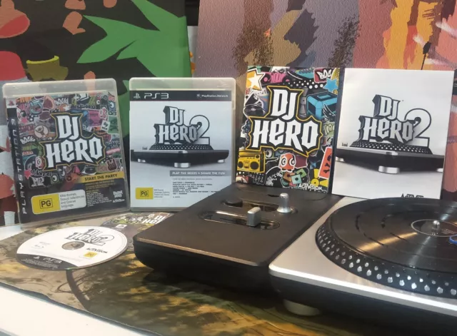 DJ Hero 1 and 2 + Turntable + Dongle PS3 PAL Region Free Sony Playstation CIB