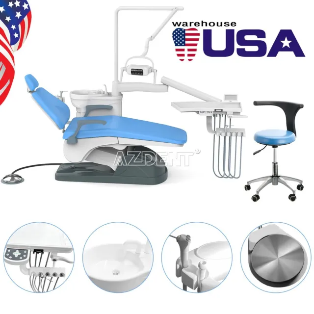 Dental Unit Chair Hard Leather Computer Controlled DC Motor+Stool+Handpiece Kits 3