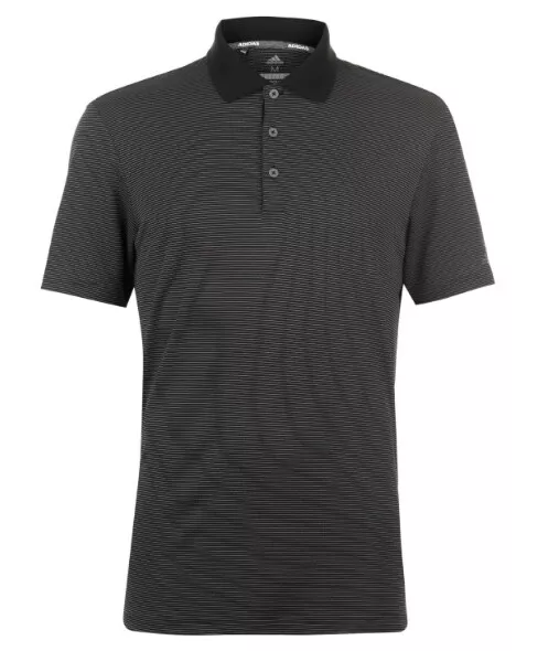 Adidas Uomo Golf Sport Tennis Polo Nero Bianco TAGLIA S NUOVO CON ETICHETTA