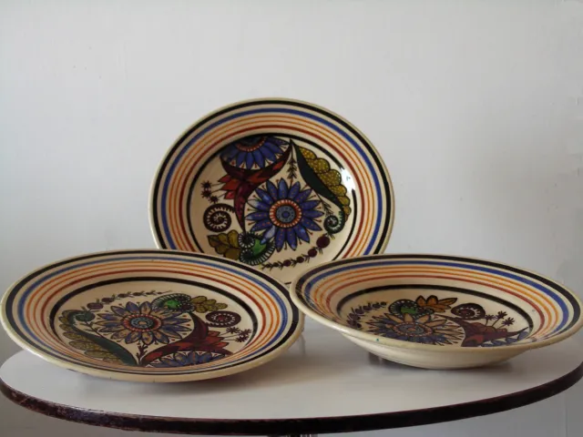 Trois Assiette En Ceramique De Quimper Par Paul Fouillen