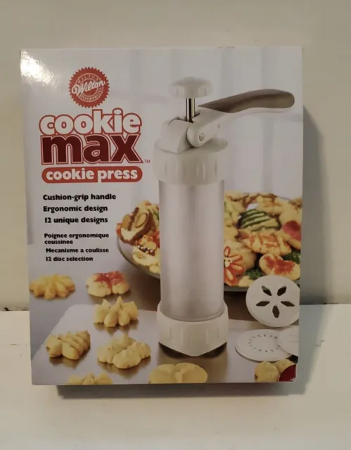 Wilton Cookie Max Cookie Press Cushion Grip 12 Discs Designs Ergonomic