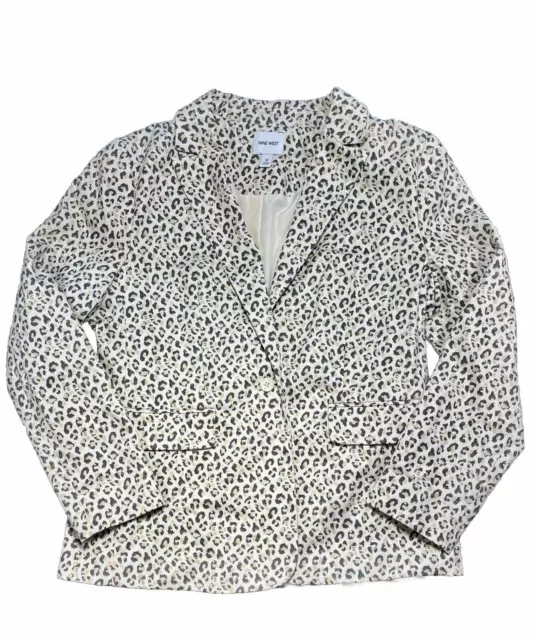 Nine West Women’s Blazer Size 12 Animal Print Suit Coat Cream Pink Gray