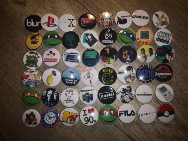 Pack Lot Badge Pin Button Symbole Retro Vintage Année 90 *48