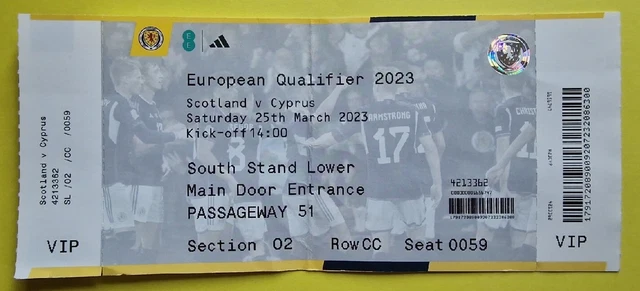 SCOTLAND CYPRUS VIP TICKET Euro 2024 Qualifier March 2023 £19.00