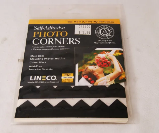 Paquete de esquinas fotoadhesivas Lineco (negro) de 252