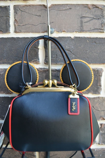 NWT $595 COACH Disney Mickey Mouse x Keith Haring Kisslock Satchel Black