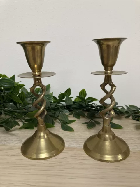 Pair Of Vintage Brass Candlesticks