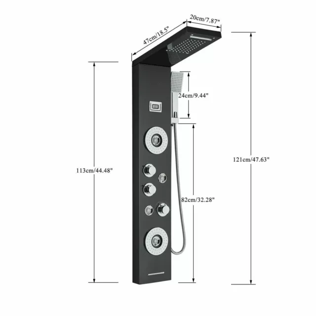 Colonne de Douche Hydromassante Panneau Acier Inox avec Ecran LCD de Température 2