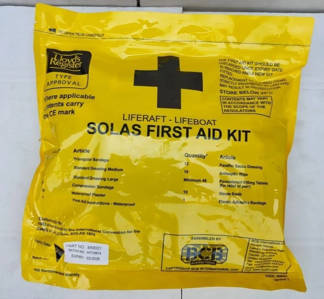 SOLAS FIRST AID Kit For LiferaftLifeboat Exp03/2026 £114.83 PicClick UK