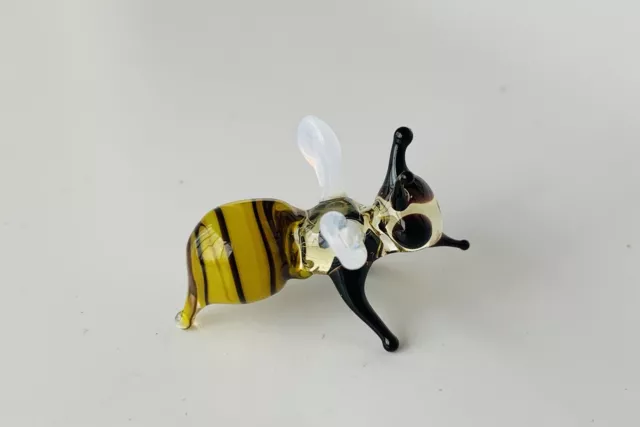 BEE~Collectible Hand Blown Art Glass Figurine~Handmade Tiny Animal~UNIQUE