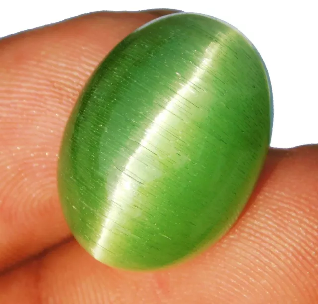 22.80 ct. Beautiful AAA+++ Natural Green Cat's Eye Oval  Loose Gemstone