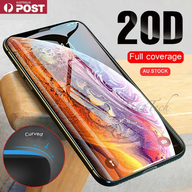 For iPhone XR 11 12 13 14 15 Pro 20D FULL Cover Tempered Glass Screen Protector