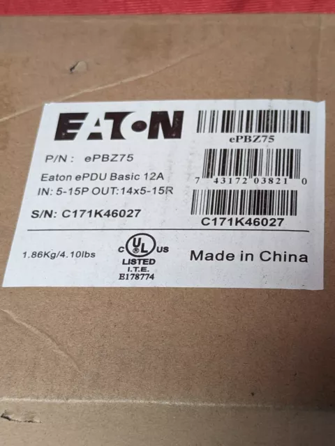 Eaton ePDU PN: EPBZ75 14 salidas, cable de 15 pies, 120V/15A, negro