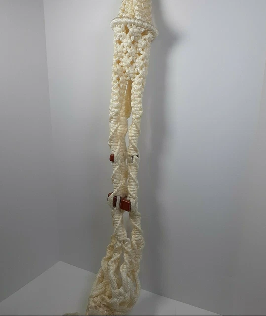 Macrame Hanging Plant Hanger Holder Boho Ceramic Brown Beads