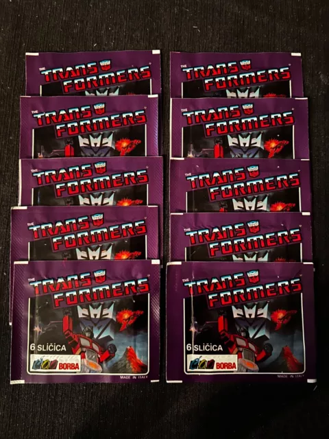 10 Bustina Tuten Packets Stickers Hasbro Borba No Panini Transformers 1991 Rare