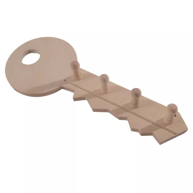 Key-Shaped Wall Mounted Plain Wooden Key Hooks Entryway Hanging Rack Holder