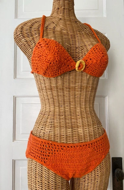 Vintage 60’s 70's Rose Marie Reid Jonathan Logan Crochet Bikini 2-Piece swimsuit