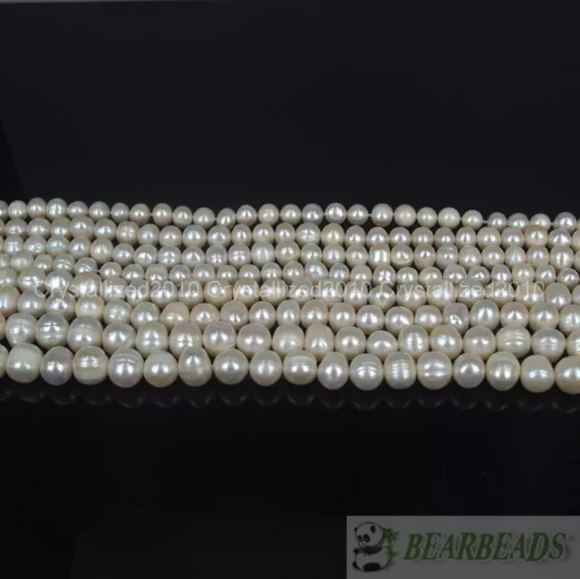 Natural Freshwater White Pearl Round Beads 4mm 6mm 8mm 9mm 10mm 11mm 12mm 15"
