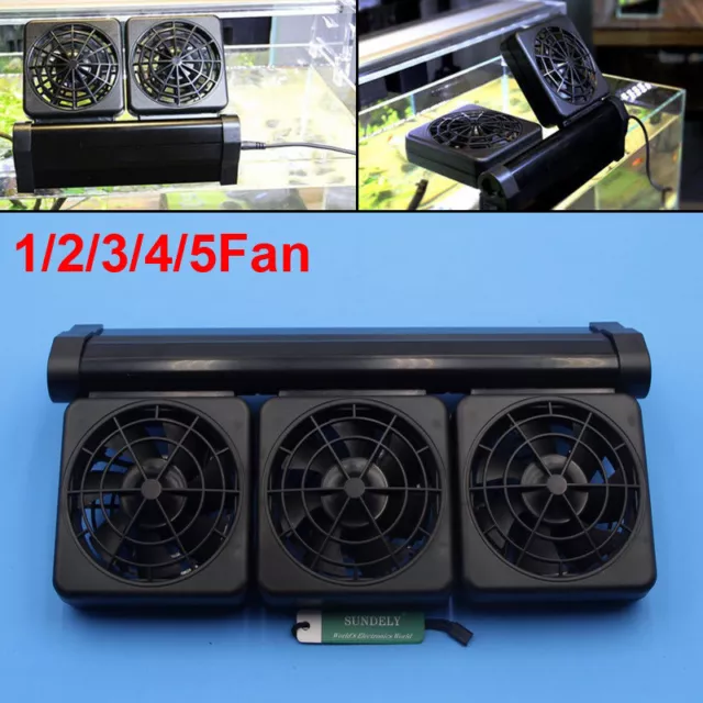 Aquarium Cooling Fan Fish Tank Cold Wind Chiller 2 Level 1/2/3/4/5 Fans 12V