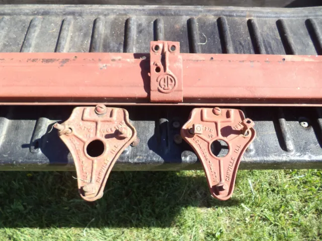 2 ANTIQUE ALLITH PROUTY CO. ORIGINAL BARN DOOR ROLLERS with 10 feet of track.